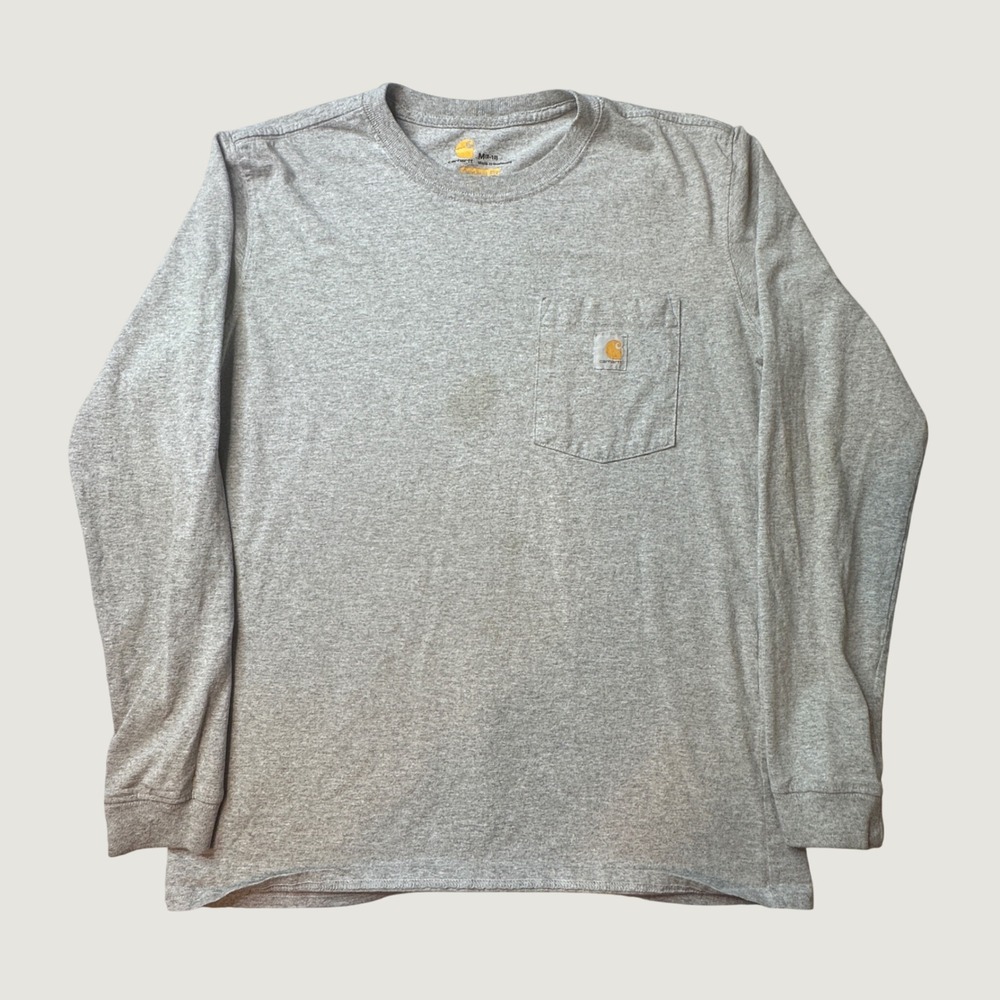 Carhartt Shirt Boys M Gray K126 Original Fit Pocket Tee Long Sleeve Workwear